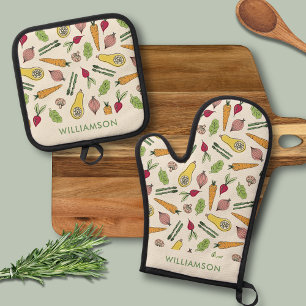 Groente patroon van Boerenmarkt Ovenwant & Pannenlap Set