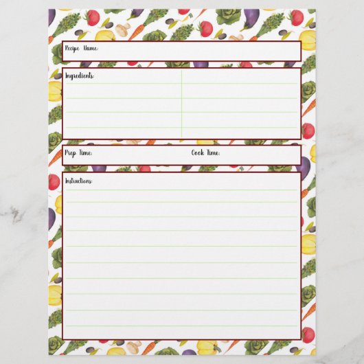 Groente Receptblad (Voorkant)