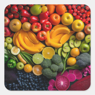 Groenten en fruit Gezondheid van de voeding Vierkante Sticker