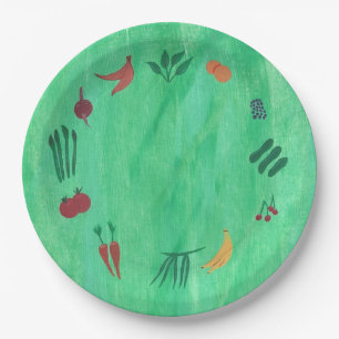 Groenten en fruit op Borden van het groenboek Papieren Bordje