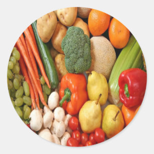 GROENTEN EN FRUIT RONDE STICKER