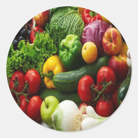 GROENTEN EN FRUIT RONDE STICKER (Voorkant)