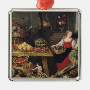 Groenten- en fruitmarkt metalen ornament