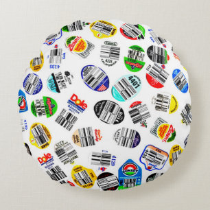 Groenten fruit Barcode Sticker Patroon Rond Kussen