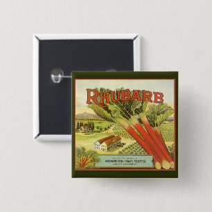 groenten kunnen kunst, Boerderij van Rhubarb, eti Vierkante Button 5,1 Cm