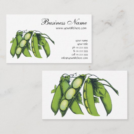 groenten; limabonen, biologisch Boerderij Visitekaartje (Voorkant / Achterkant)