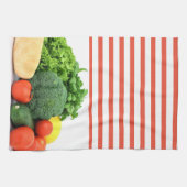 Groenten op de rode en witte achtergrond theedoek (Horizontaal)