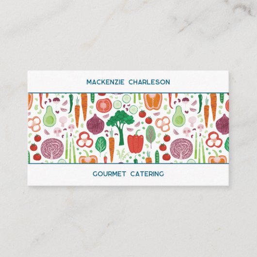 Groenten Patroon Catering QR code Visitekaartje (Voorkant)