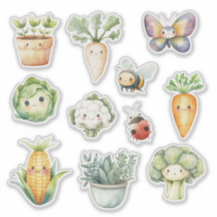 Groenten Planten Vlinders Bijen Weinig spruit Sticker