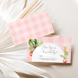 Groenten roze gingham hoe groot mama's buik informatiekaartje