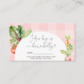 Groenten roze gingham hoe groot mama's buik informatiekaartje (Voorkant)