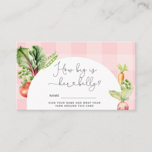 Groenten roze gingham hoe groot mama's buik informatiekaartje (Voorkant)