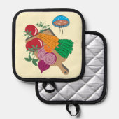 Groenten soep gele pottenhouder pannenlap (Voorkant / Achterkant)