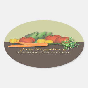 groenten, vers, van de tuinelaar ovale sticker
