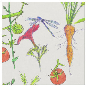 Groenten Wortelen Tomaten Tuin Dragonfly Stof