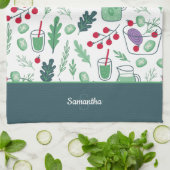 Groentesaladpatroon met naam groen theedoek (Gevouwen)