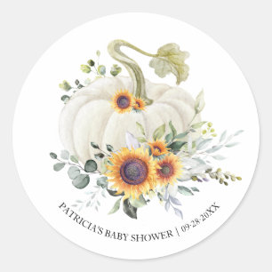 Groenvoorziening Eucalyptus Pompoen Herfst Baby Sh Ronde Sticker