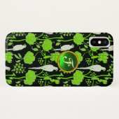 GROENZWARTE ZWART, PARROTS GEMSTONE MONOGRAM Case-Mate iPhone CASE (Achterkant (horizontaal))