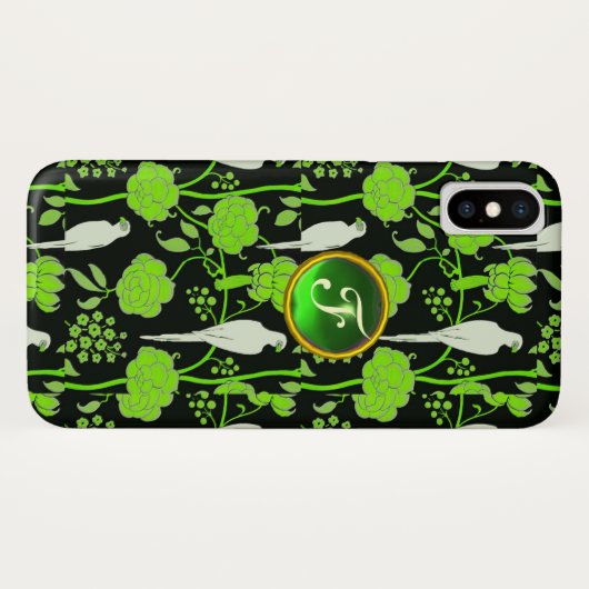 GROENZWARTE ZWART, PARROTS GEMSTONE MONOGRAM Case-Mate iPhone CASE (Achterkant (horizontaal))