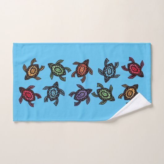 Groep Abstracte Zwarte Schildpadden Kleurrijke sch Bad Handdoek (Handdoek)