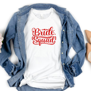 Groep Bachelorette Bruid Squad Rode Letters T-shirt