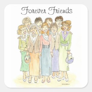 Groep Dames Forever vrienden Vierkante Sticker