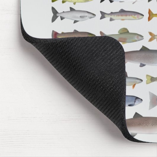 Groep forel, char, grijs, Hucho en Whitefish Muismat (Hoek)