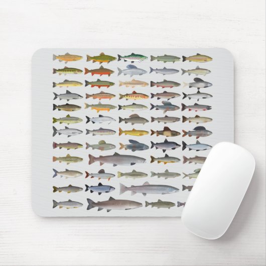 Groep forel, char, grijs, Hucho en Whitefish Muismat (Met muis)