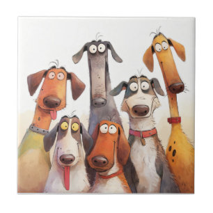 Groep grappige gekke honden tegeltje