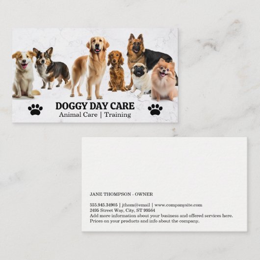 Groep Honden | Dierenverzorging | Trainer Visitekaartje (Voorkant / Achterkant)