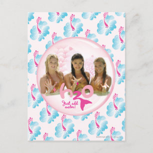 Groep in roze bel briefkaart