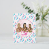 Groep in roze bel briefkaart (Staand voorkant)