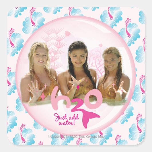 Groep in roze bel vierkante sticker (Voorkant)