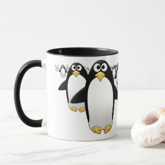 Groep Penquins voor een mok koffie