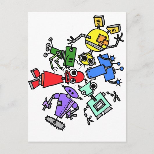 Groep robots 2 briefkaart (Voorkant)