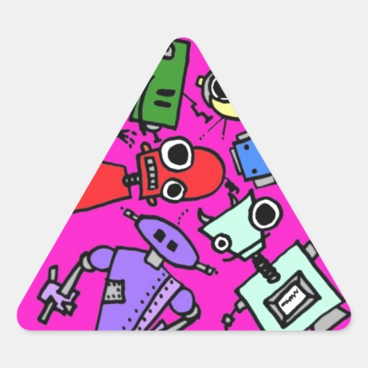 Groep robots 5 driehoek sticker (Voorkant)