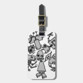 Groep robots bagagelabel (Voorkant verticaal)