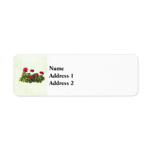 Groep Rode Geraniums Etiket