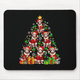 Groep Santa Sphynx katten als kerstboom kleurrijk  Muismat