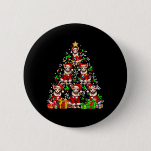 Groep Santa Sphynx katten als kerstboom kleurrijk Ronde Button 5,7 Cm