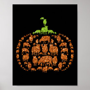 Groep Schapen Pompoen Cute Vorm Halloween Thanksgi Poster