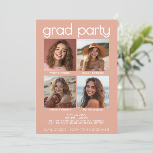 Groep van 4 Afstuderen Viering Joint Afstudeerder  Kaart (Staand voorkant)