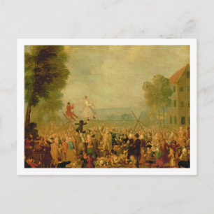 Groep van Actoren die op een Tightrope uitvoeren Briefkaart