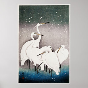 Groep van Egrets door Ohara Koson (1925-1936) Poster