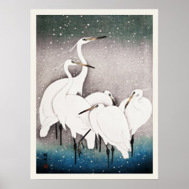 Groep van Egrets Ohara Koson Japanse Vogelprint Poster