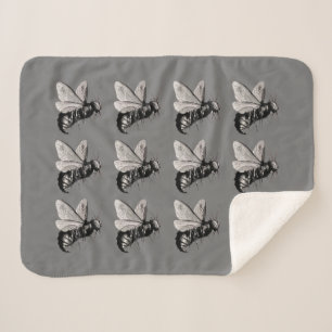 Groep van Gotische Type Bijen Schedels op Vleugels Sherpa Deken
