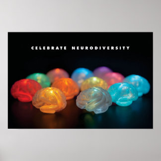 Groep van kleine gloeiende hersenen in meerdere kl poster
