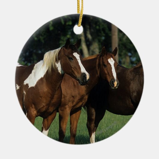 Groep van verfpaarden keramisch ornament (Voorkant)