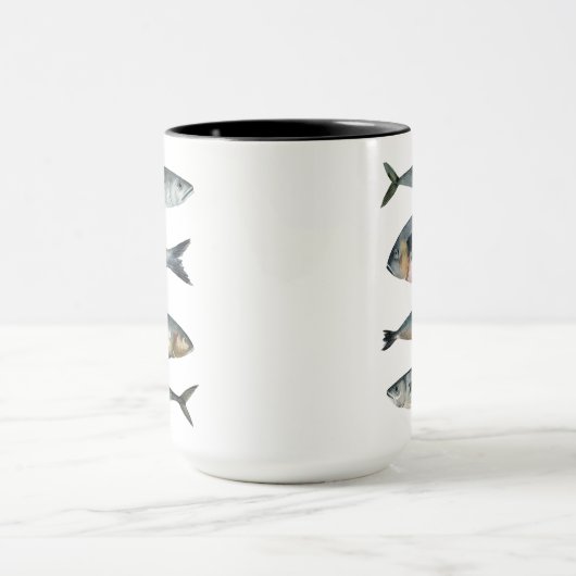 Groep van vier vissen mok (Midden)