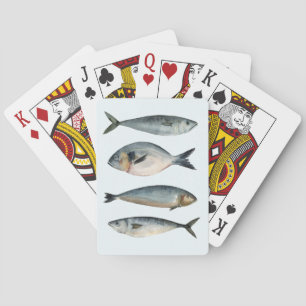Groep van vier vissen pokerkaarten